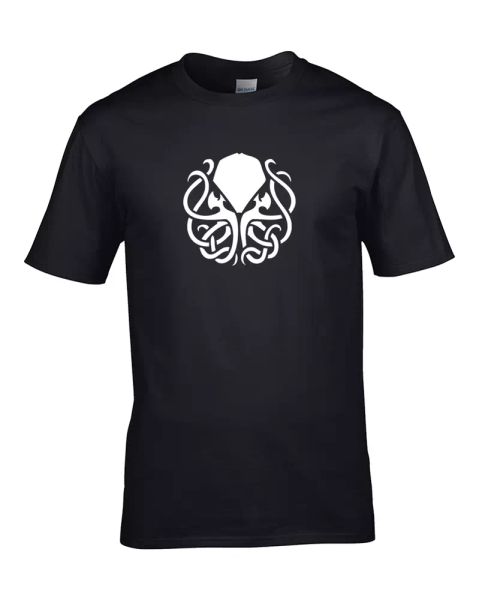 

cthulhu god symbol- lovecraft occult cthulhu mythos- mens t-shirt, White;black