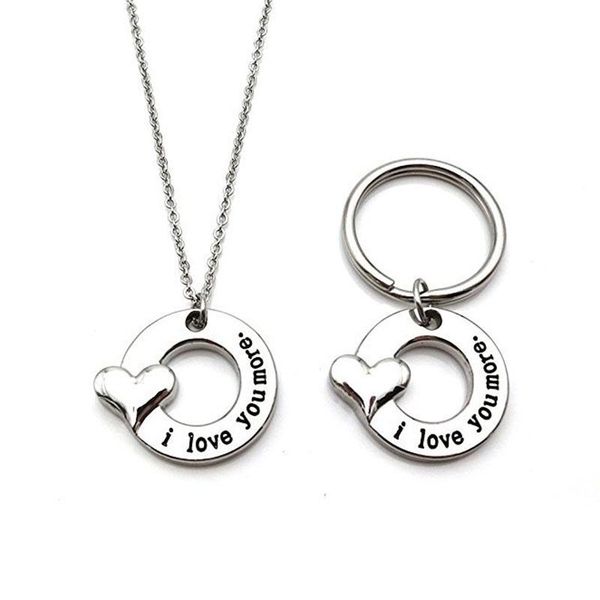 

pendant necklaces popacc fashion creative letter \i love you more\ heart necklace key chain, Silver