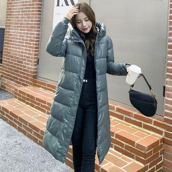 

women's down & parkas woman autumn winter long jacket oversize female solid color parka coat ladies warm thick cotton loose hooded a201, Black