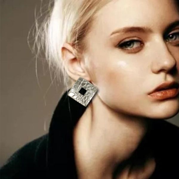 

yd&ydbz red big square stud earrings for women handmade europe style statement earring jewelry gothic ethnic festival gifts dangle & chandel, Silver