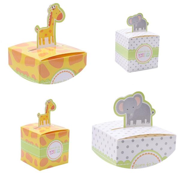 

gift wrap animal theme paper candy box jungle tiger monkey giraffe elephant diy cookie bag baby shower children favor