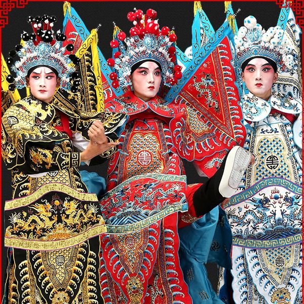 

beijing opera drama men ethnic clothing fighting man chinese operas martial life clothes military generals costumes kungfu actor stage outfi, Red