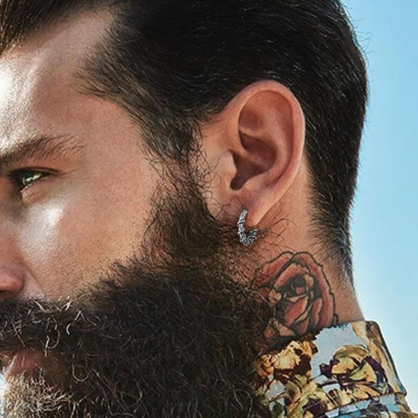 

hoop & huggie coiled rope twisted earing,stainless steel viking small hoops earing, Golden;silver