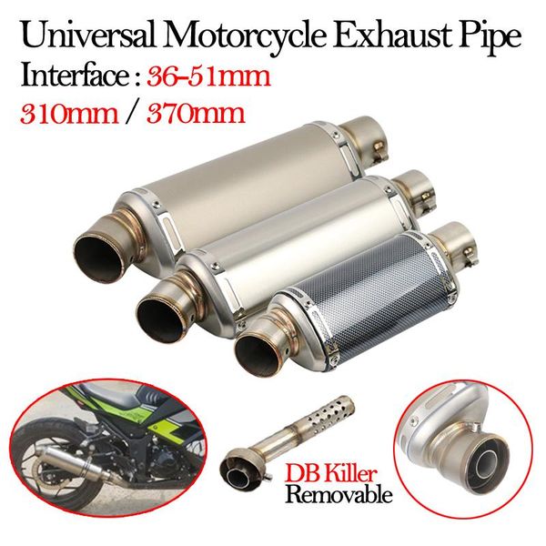 

motorcycle exhaust system 310mm 370mm universal yoshimura db killer 51mm modified muffler for ninja 400 fz6n mt07 mt09 r15 slip on