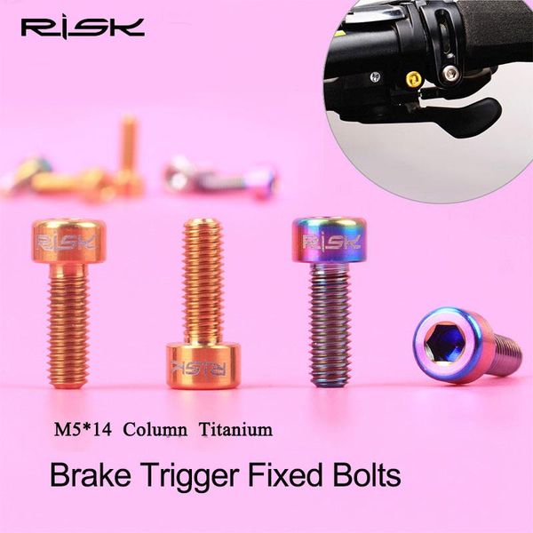 

bike brakes risk 2pcs m5*14mm titanium ti brake lever bolts for mtb derailleur screws fixed handle bolt bicycle parts m5 x 14 mm