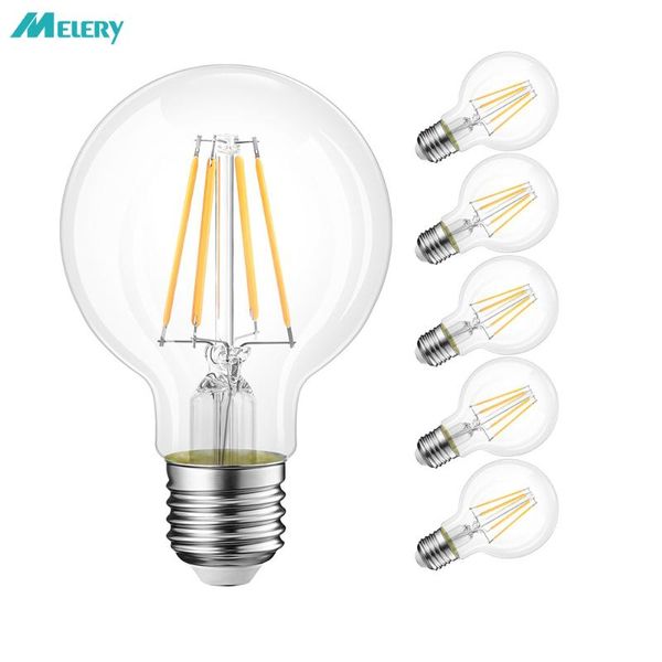 

bulbs led light bulb 8w e27 lamp globe filament g80 2700k warm white 6500k cold daylight replacement 60w incandescent 6pack