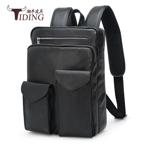 

leather men's backpack large capacity leisure travel business computer top
