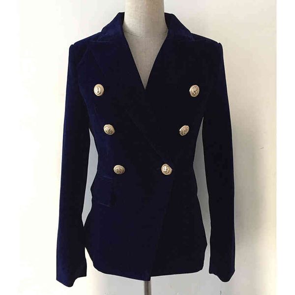 

women's suits & blazers est runway designer double breasted lion metal buttons velvet coat 6um9, White;black