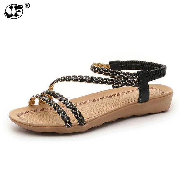 

women shoes breathable sandals 2021 fashion summer string bead bohemia ghuj, Black