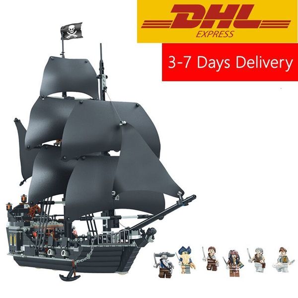 

dhl 16006 the black pearl pirates of caribbean ship block 804pcs 4184 model building kits blocks bricks education toys 1008