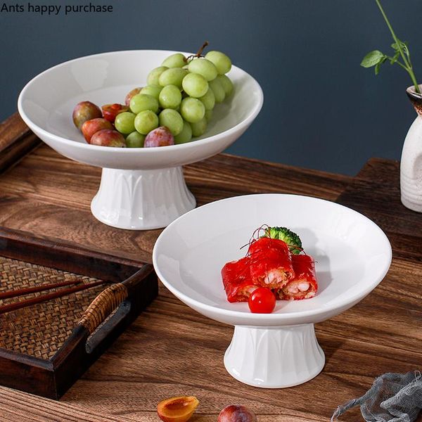 

nordic tall ceramic fruit plate white multifunctional snack dessert household cake pastry kitchen utensils porcelain dishes & plates