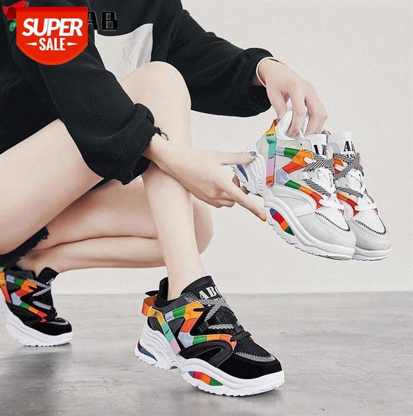 

fashion white women sneakers thick sole ladies platform shoes web celebrity chunky dad sneakers chaussures femme buty damskie #0f3e
