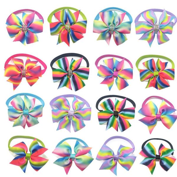 

dog apparel 30/50pcs colorful pet crystal bowties accessories bowtie collar party grooming supplies bow tie