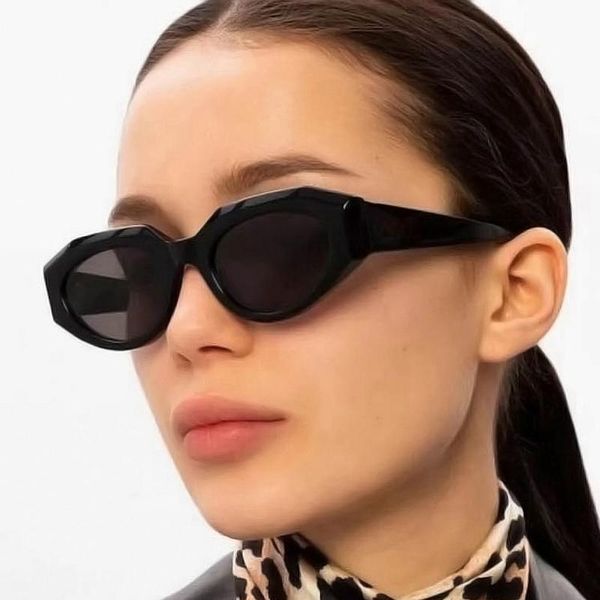 

women's sunglasses simple retro cat eye polygonal trimmed small frame women trend fashionable glasses, White;black