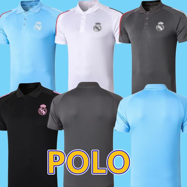 

polo white soccer jersey 2021 real madrid hazard benzema f.mendy black polo shirt ramos modric football uniforms men, Black;yellow