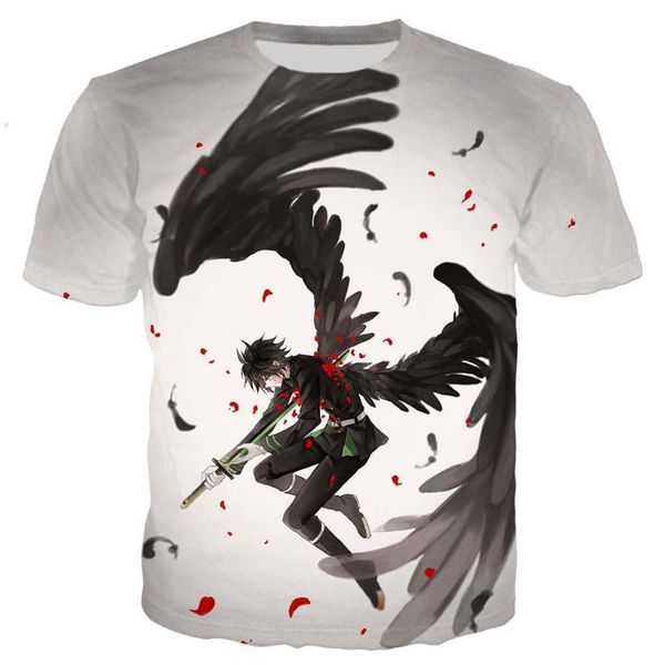

men's t-shirts anime owari no seraph cool t shirt men women 3d printed short sleeve harajuku style tshirt streetwear, White;black