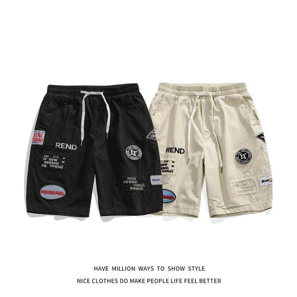 

men's shorts original summer cotton embroid letter tag men short women boyfriend style pants streetwear varsity casual chic, White;black