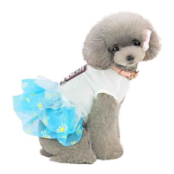 

dog apparel pet spring summer short sleeves skirt small & medium dogs costume dress-simple bubble with yellow flowers