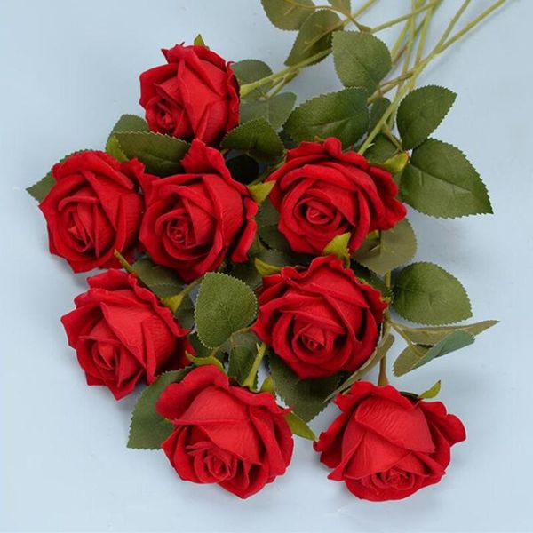

decorative flowers & wreaths 5pcs/lot 51cm red white rose artificial flower diy flannel fake for party home wedding decoration valentine&#03