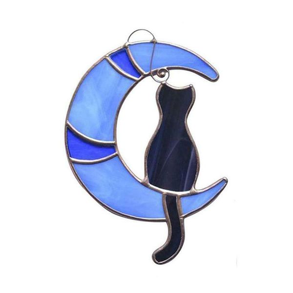 

decorative objects & figurines bedroom indoor outdoor window hanging suncatcher home decor bar cafe acrylic pendant kids toy cat on the moon