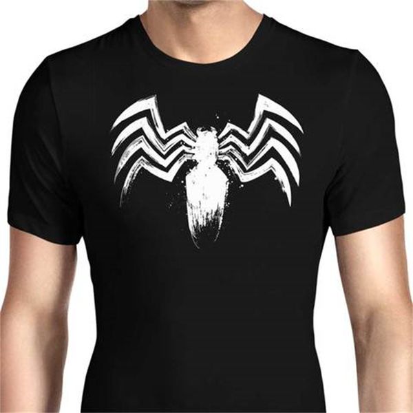 

fashion cartoon spider print pattern round neck men's and women's short-sleeved t-shirts are comfortable and loose, White;black