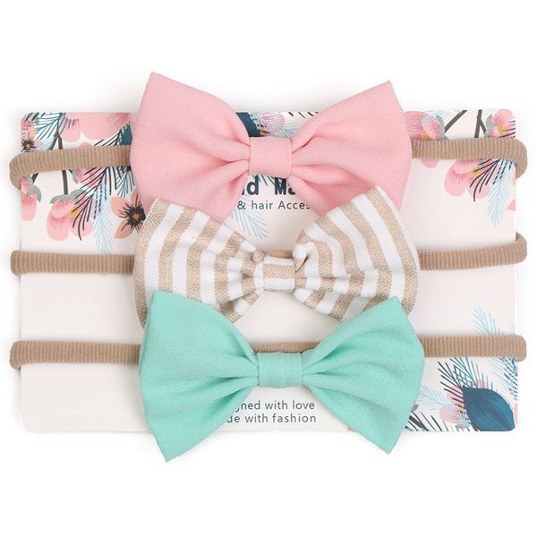 

3pcs/lot cute bow baby headband for girl nylon head bands turban newborn headbands hairbands for kids baby hair accessories 2489 q2, Slivery;white