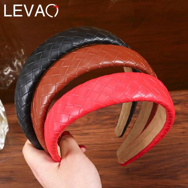 

hair accessories levao solid leather headband for women pu bands hoop bezel hairband 2021 headwear