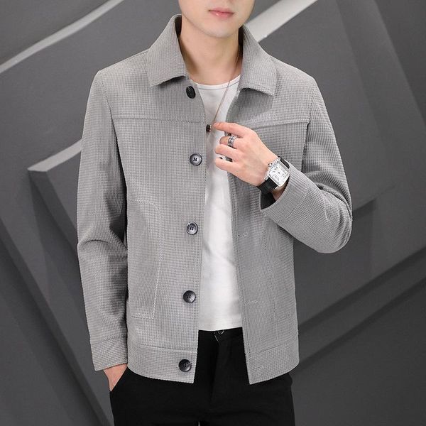 

men's jackets 2021 autumn slim fit casual woolen jacket youth lapel, Black;brown