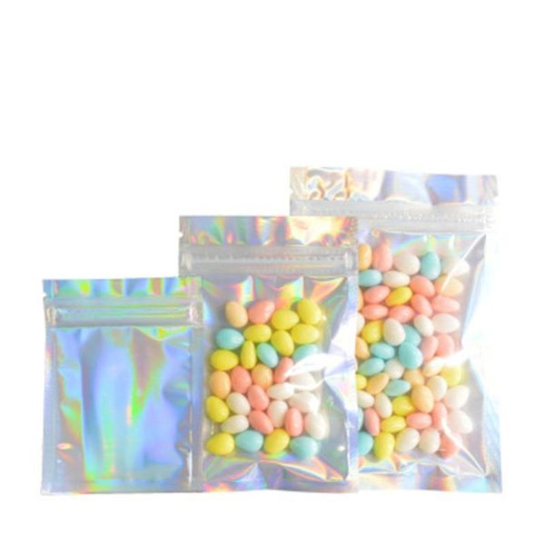 

storage bags 1000pcs transparent plastic laser aluminum foil packaging bag self sealable recyclable mylar pouches for dry bean