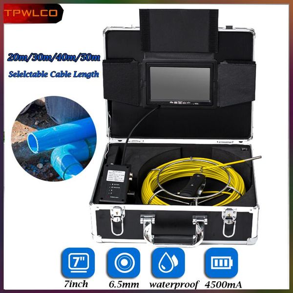 

20-50m 7inch display underwater drain sewer pipe inspection camera video system with 6.5mm pipeline head 6pcs leds light ip cameras