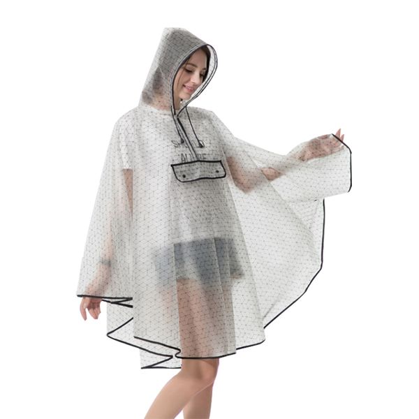 Nuova qualità della moda impermeabile in plastica riutilizzabile Eva Women Rain Cape Raincoat Men con cappuccio Poncho per le escursioni 2103201122