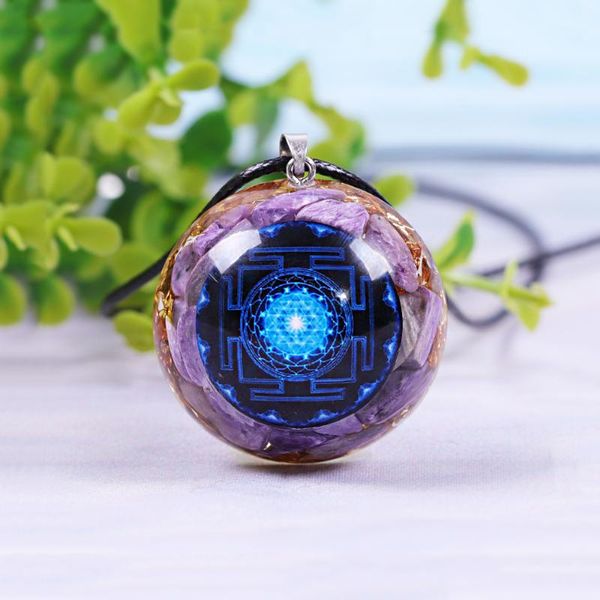 

pendant necklaces orgonite energy necklace for women men amazonite reiki crystal chakra with adjustable neck cord, Silver