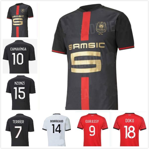 21 22 stade rennais fc soccer jerseys 120th year anniversary bourigeaud guirassy 2021 2022 special maillots de foot camavinga black shirts
