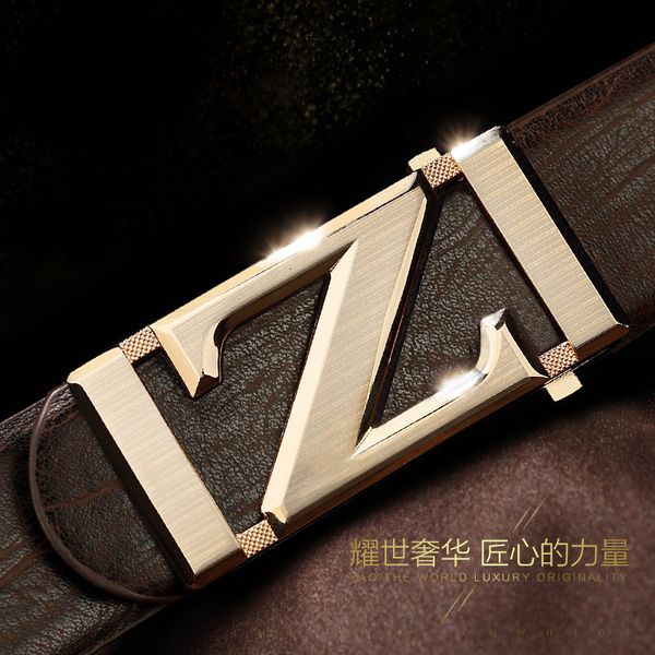 

new korean men's smooth buckle belt z-buckle ome, Black;brown