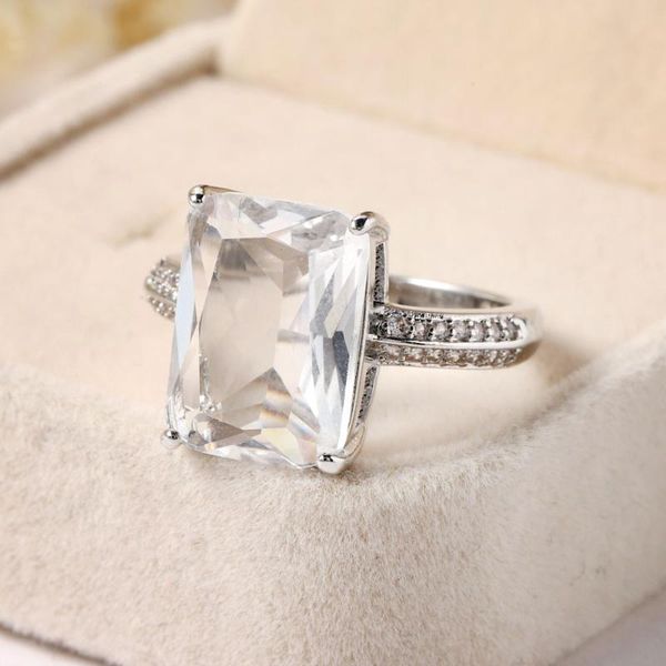 

wedding rings 2021 fashion gorgeous women silver color white engagement ring size 6-10, Slivery;golden