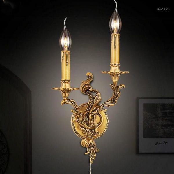 

wall lamp parlor luxury pure copper led candle landscape light living room dressing sconce home wedding lighting1
