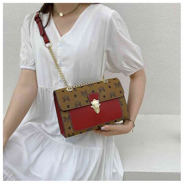 

80% off outlet store bag female new chain one shoulder bag tide contrast printed messenger small square factory online sale, Black;red