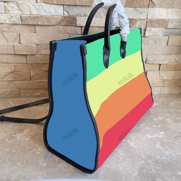 

fashion womens totes bags outdoor all-match lady bag rainbow color design large capacity 43cm handbag purse