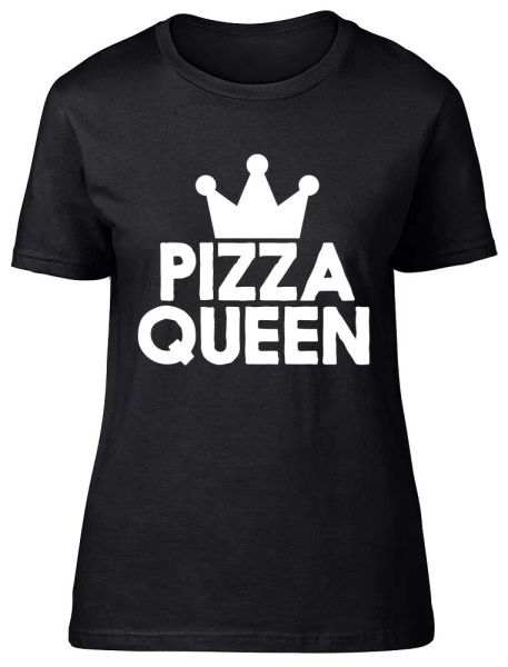 

pizza queen ladies womens fitted t-shirt, White;black