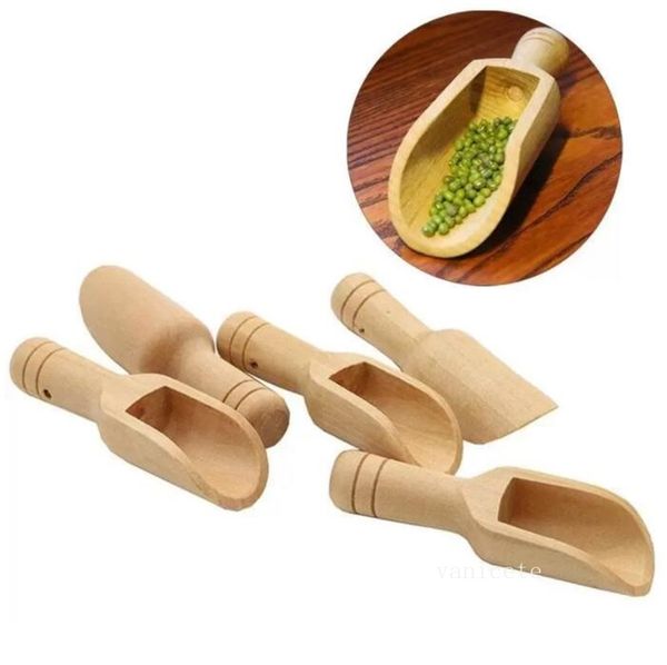 Mini scoops de madeira banho de sal em pó detergente colher doces lavanderia chá colheres de café ferramenta de cozinha zc870