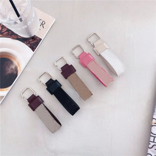 

mens fashion keychain designer handmade leather lovers key chains letter women car keychains womens luxury hanging rope 5 styles epacket, Silver
