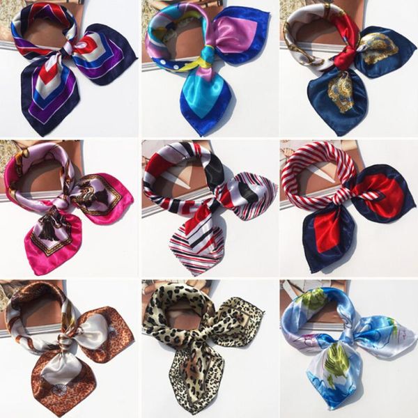 

scarves fashion silk scarf women shawls neck foulard square small headband print neckerchief scarve bandana 50*50cm, Blue;gray