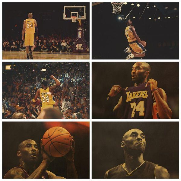 

wall stickers legendary basketball superstar vintage character poster kraft paper material bedroom decoration home decor gift