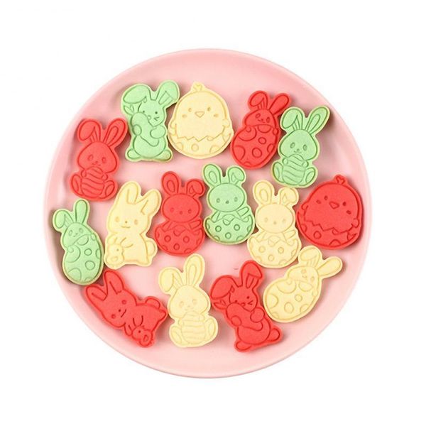 

baking moulds 6pcs/set plastic press mould grade easter cookie mold egg biscuit cutter plunger stamp die fondant cake tool