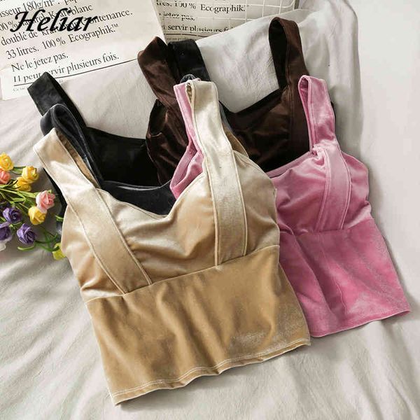 

velvet camis vintage slim v-neck winter short tank party ladies vest all match cropped 210518, White