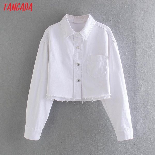 

women's jackets tangada women white tassel denim jacket coat turn down collar ladies oversize boy friend je103, Black;brown