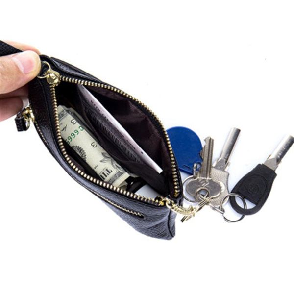 

leather coin purse 2021 new fashion multifunctional coin bag purse women's men key bag case pouch high quality, Red;black