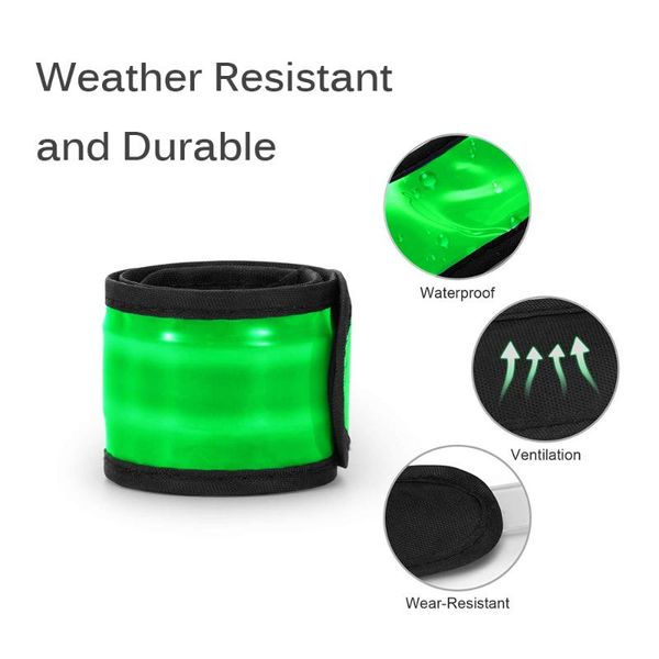

wrist support beautiful led flashing band bracelet light up glow outdoor in the dark dance party sports adjustable safe reflective, Black;red