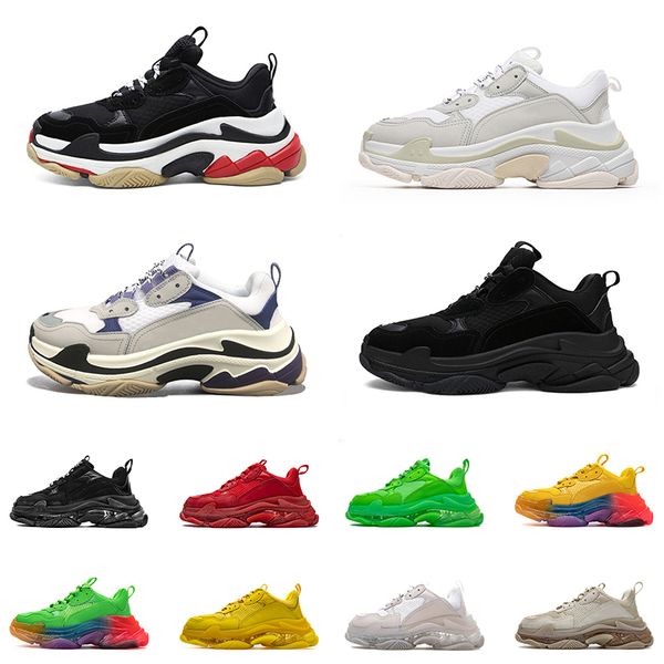 

2021 paris 17fw luxurys designers shoes triple s clear sole trainers track crystal bottoms casual platform dad women mens shoe outdoor tenni, Black