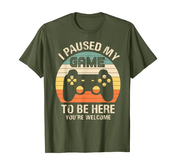 

gamer video-game i-paused-my-game to-be-here for-boys-men t-shirt, White;black